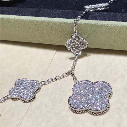 [⭐Renara]CLOVER 6 MOTIFS SILVER DIAMOND BRACELET
