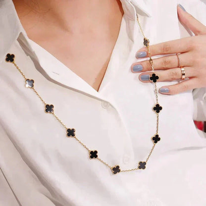 [⭐Renara]CLOVER 20 MOTIFS ONYX NECKLACE