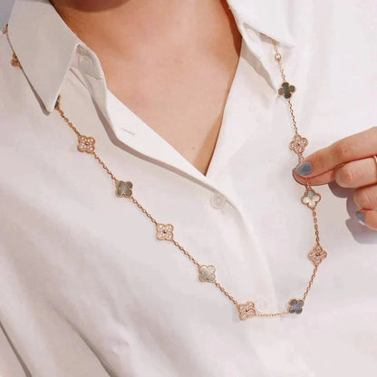[⭐Renara]CLOVER 20 MOTIFS DARK MOP DIAMOND  NECKLACE