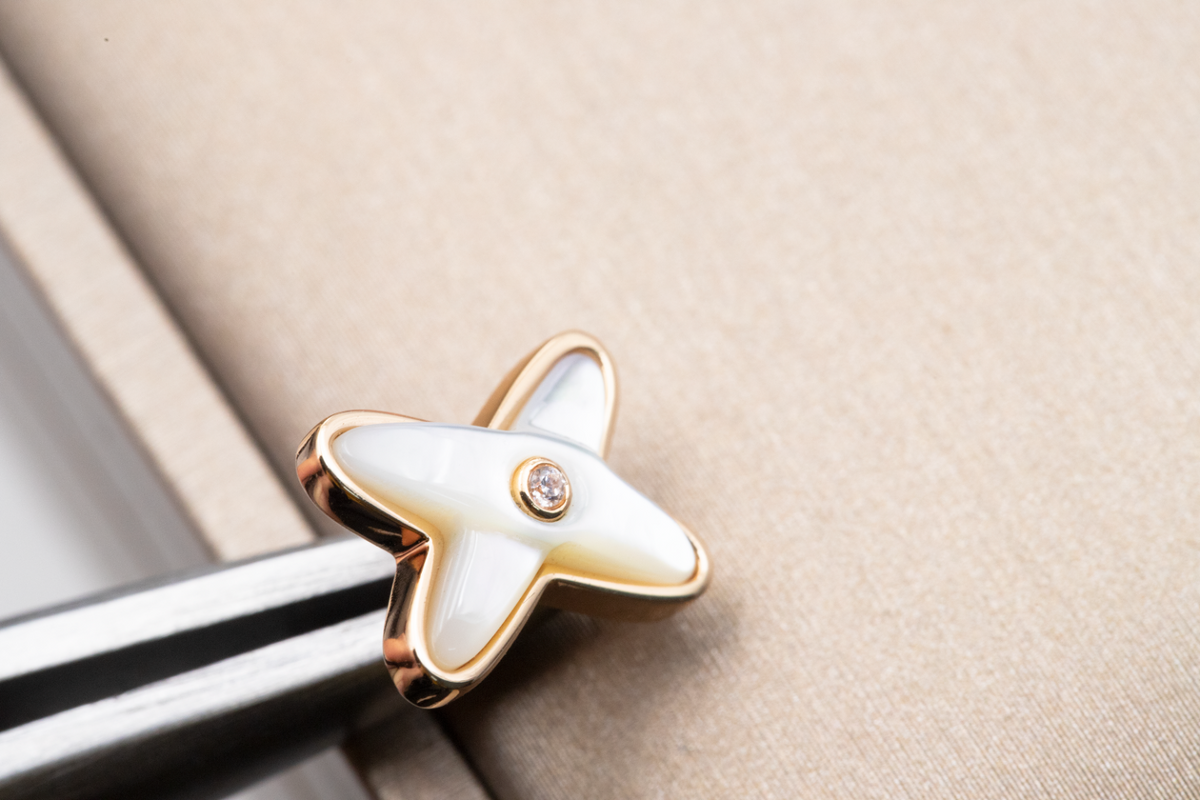 [⭐Renara]JEUX DE WHITE MOP PINK GOLD DIAMOND EARRINGS