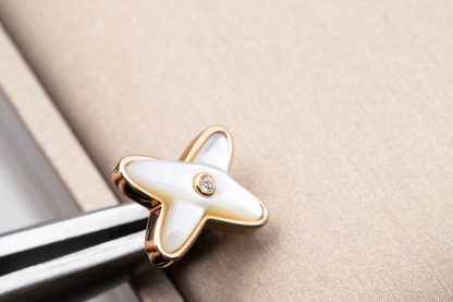 [⭐Renara]JEUX DE WHITE MOP PINK GOLD DIAMOND EARRINGS