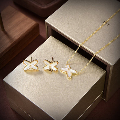 [⭐Renara]JEUX DE WHITE MOP GOLD DIAMOND EARRINGS