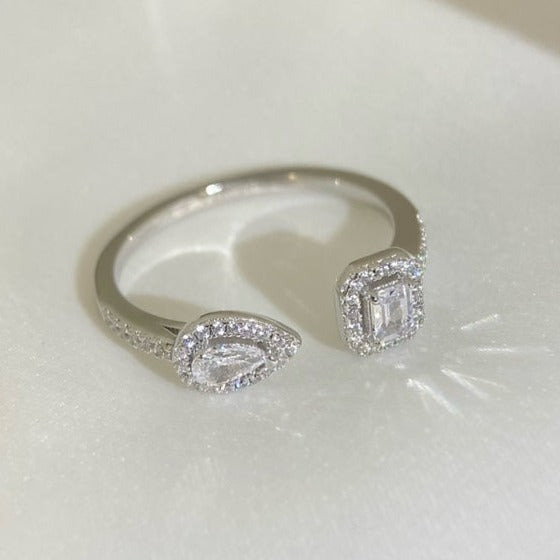 [⭐Renara]MY TWIN TOI & MOI SILVER DIAMOND RING