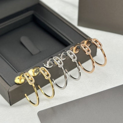 [⭐Renara]CREOLES MOVE UNO PM DIAMOND EARRINGS