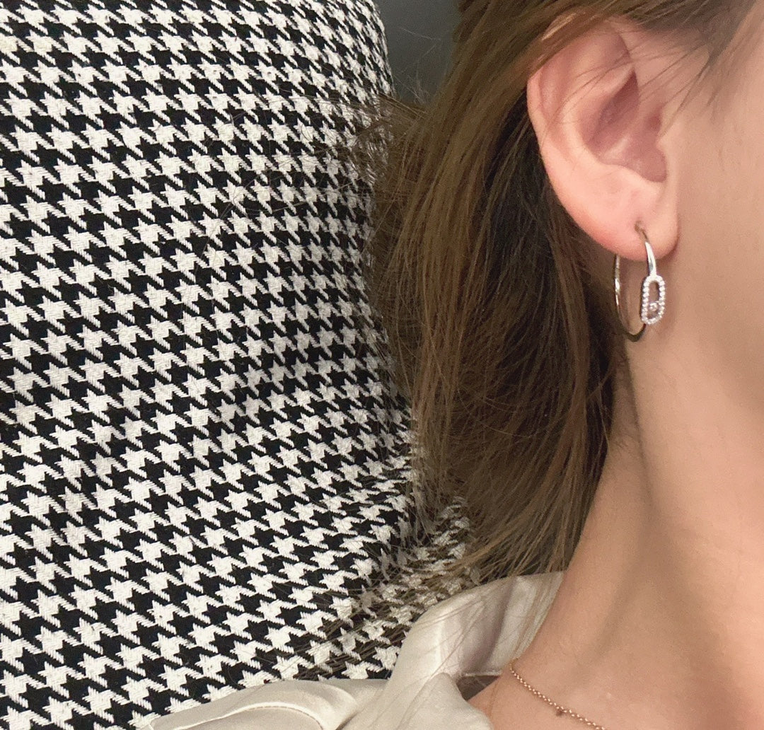 [⭐Renara]CREOLES MOVE UNO PM DIAMOND EARRINGS