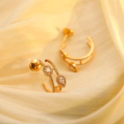 [⭐Renara]CREOLES MY TWIN 2 RANGS SILVER DIAMOND EARRINGS