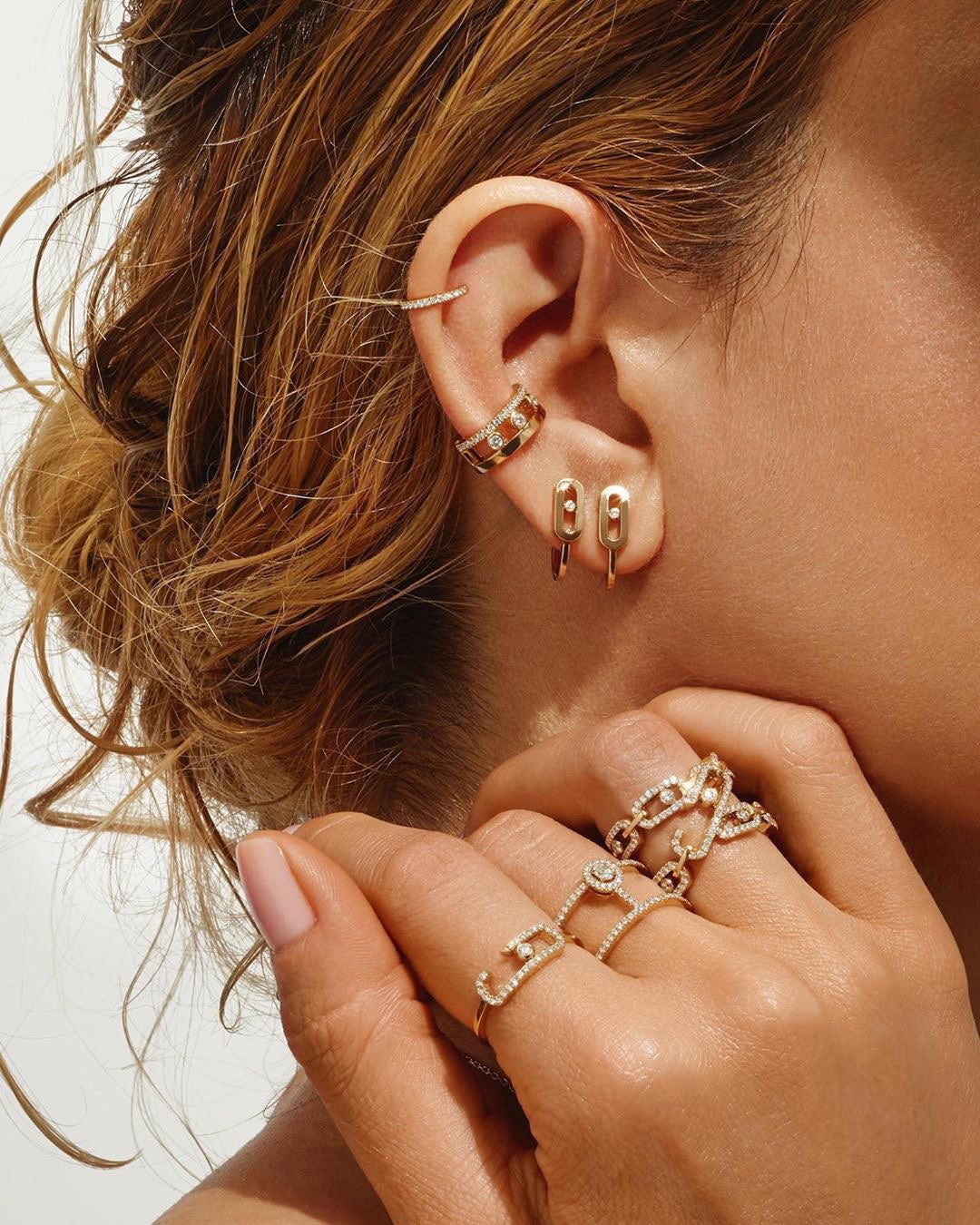 [⭐Renara]CREOLES MOVE UNO MINI 1 DIAMOND EARRINGS