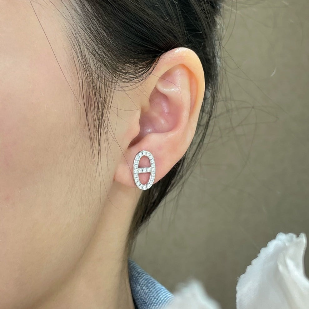 [⭐Renara]HM FULL DIAMOND PIG NOSE STUD EARRINGS