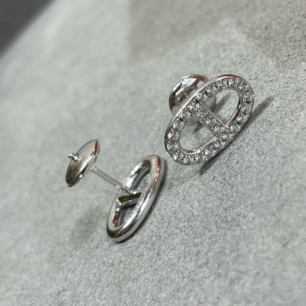 [⭐Renara]HM FULL DIAMOND PIG NOSE STUD EARRINGS