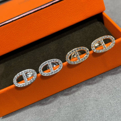 [⭐Renara]HM FULL DIAMOND PIG NOSE STUD EARRINGS