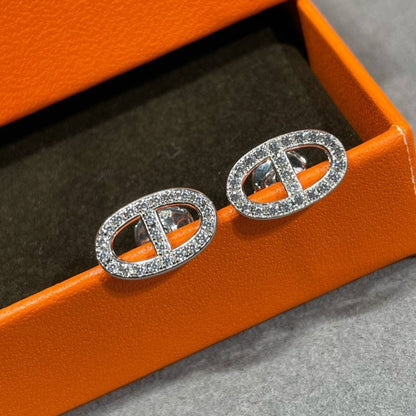 [⭐Renara]HM FULL DIAMOND PIG NOSE STUD EARRINGS