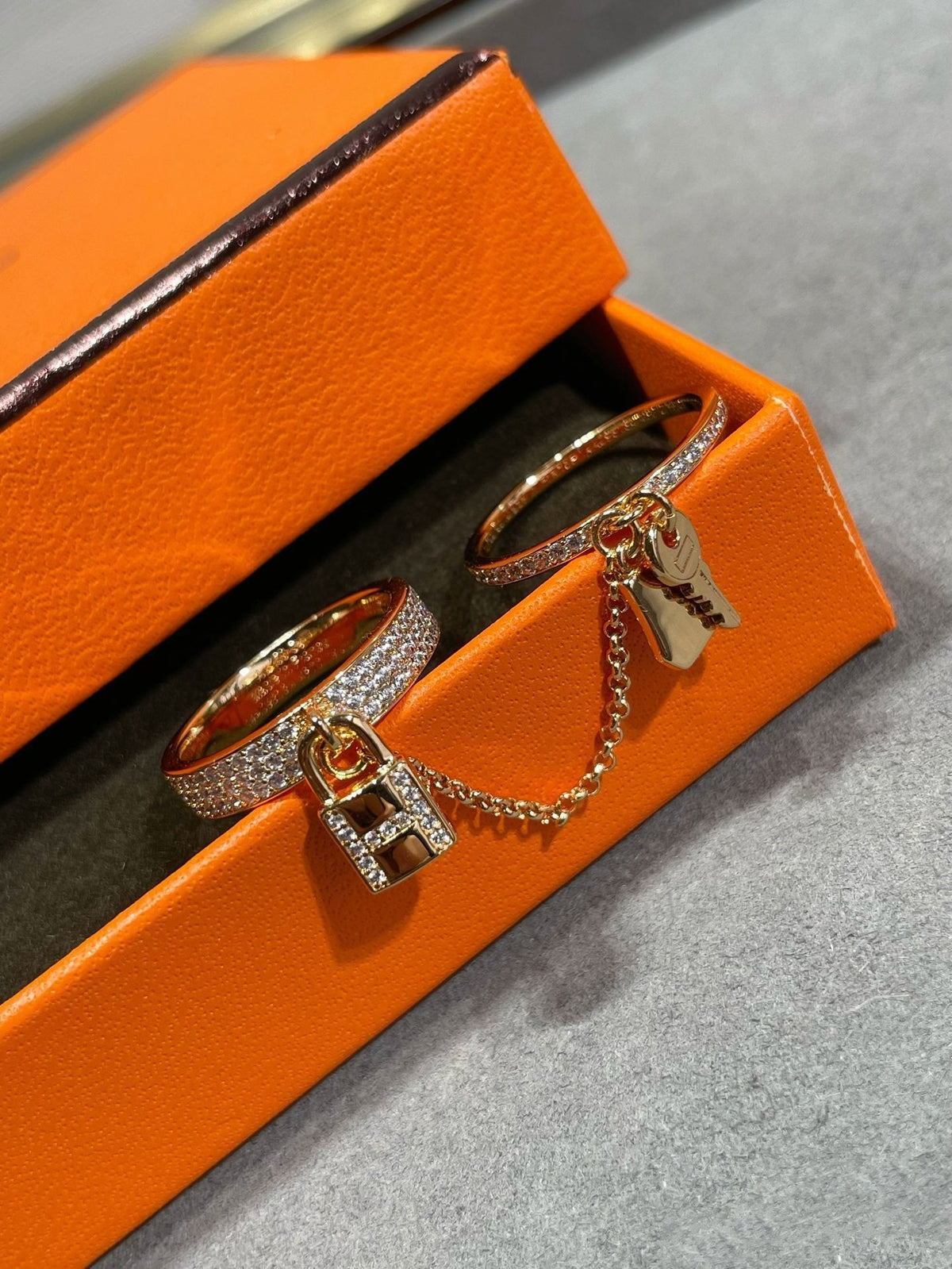 [⭐Renara]HM KELLY CLOCHETTE DOUBLE RING IN  WITH DIAMONDS