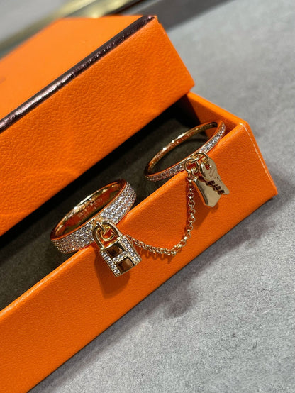 [⭐Renara]HM KELLY CLOCHETTE DOUBLE RING IN  WITH DIAMONDS