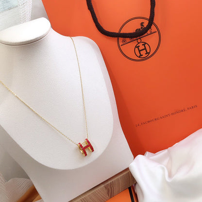 [⭐Renara]HM CLIC RED ENAMEL GOLD NECKLACE
