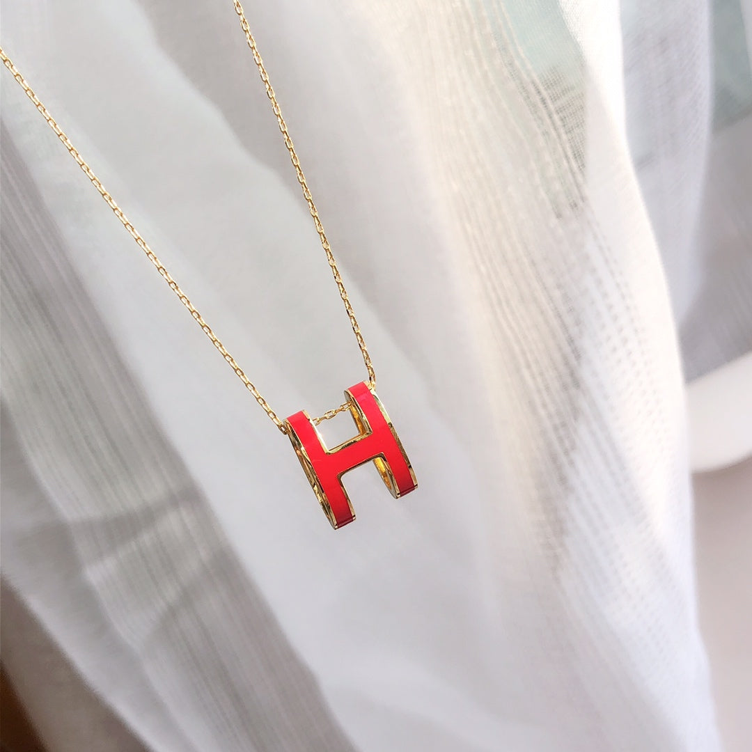 [⭐Renara]HM CLIC RED ENAMEL GOLD NECKLACE