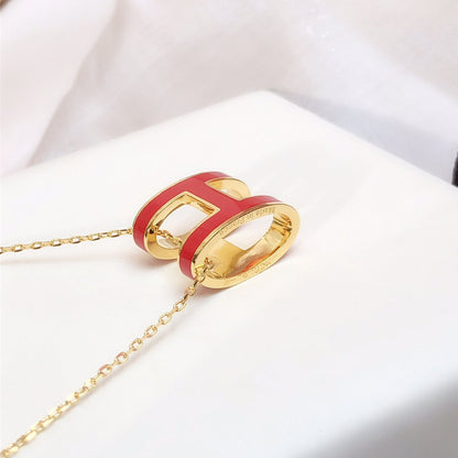 [⭐Renara]HM CLIC RED ENAMEL GOLD NECKLACE