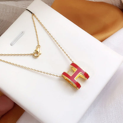 [⭐Renara]HM CLIC RED ENAMEL GOLD NECKLACE