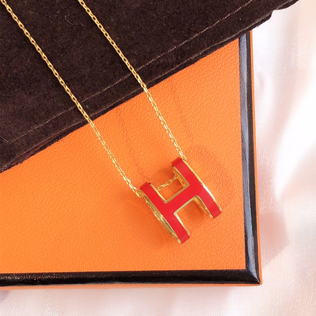 [⭐Renara]HM CLIC RED ENAMEL GOLD NECKLACE