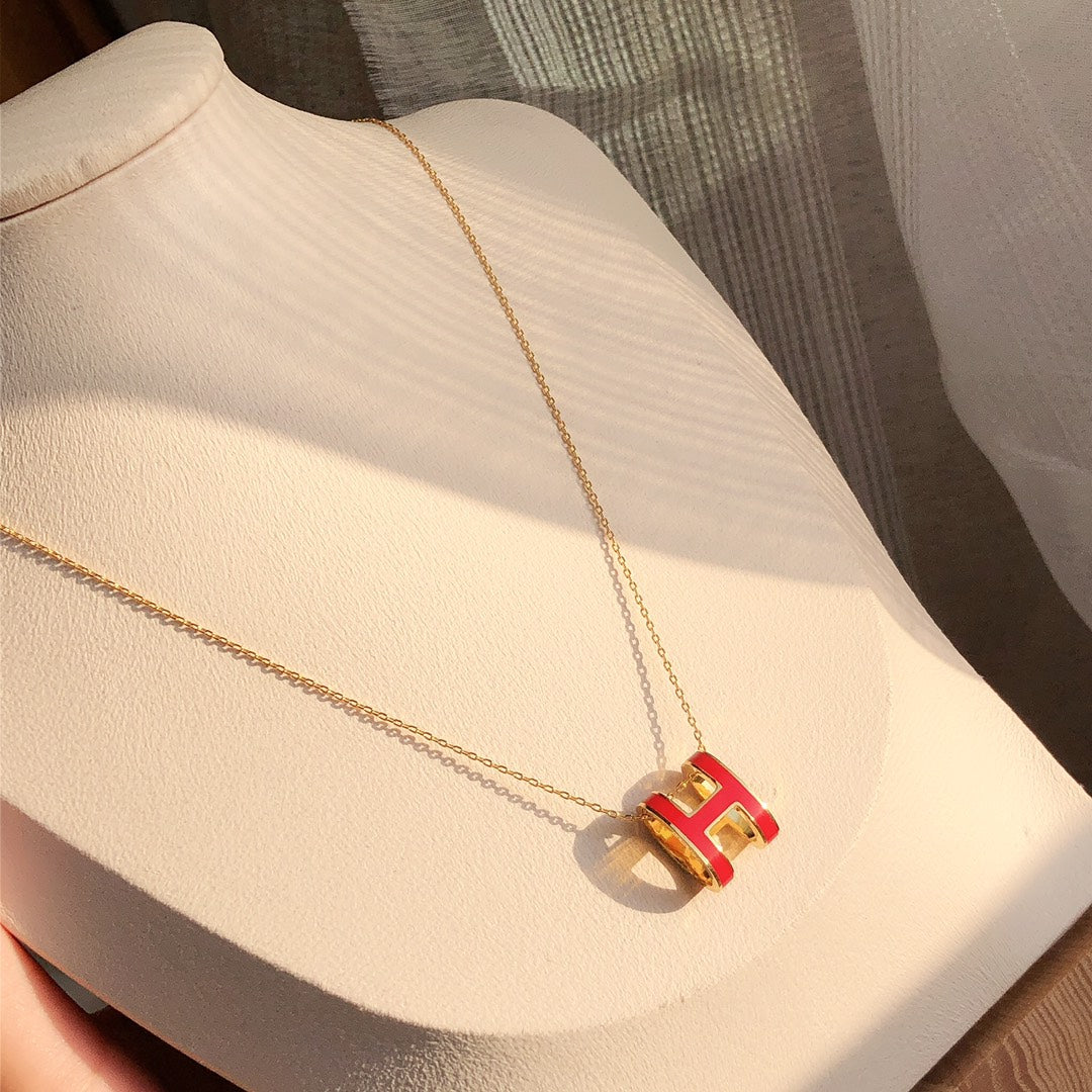 [⭐Renara]HM CLIC RED ENAMEL GOLD NECKLACE