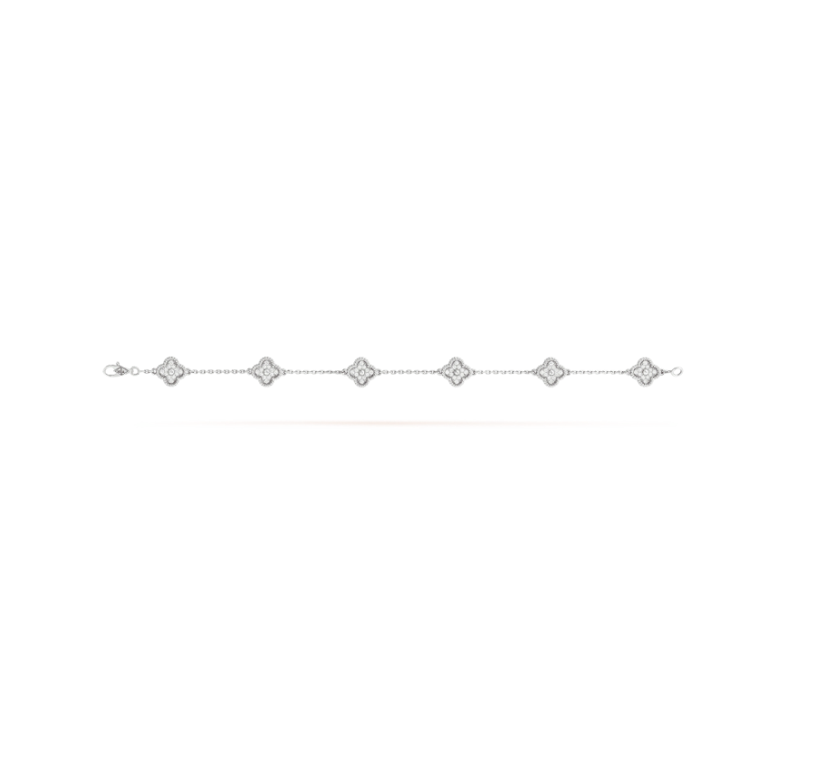 [⭐Renara]CLOVER 6 MOTIF SILVER DIAMOND BRACELET