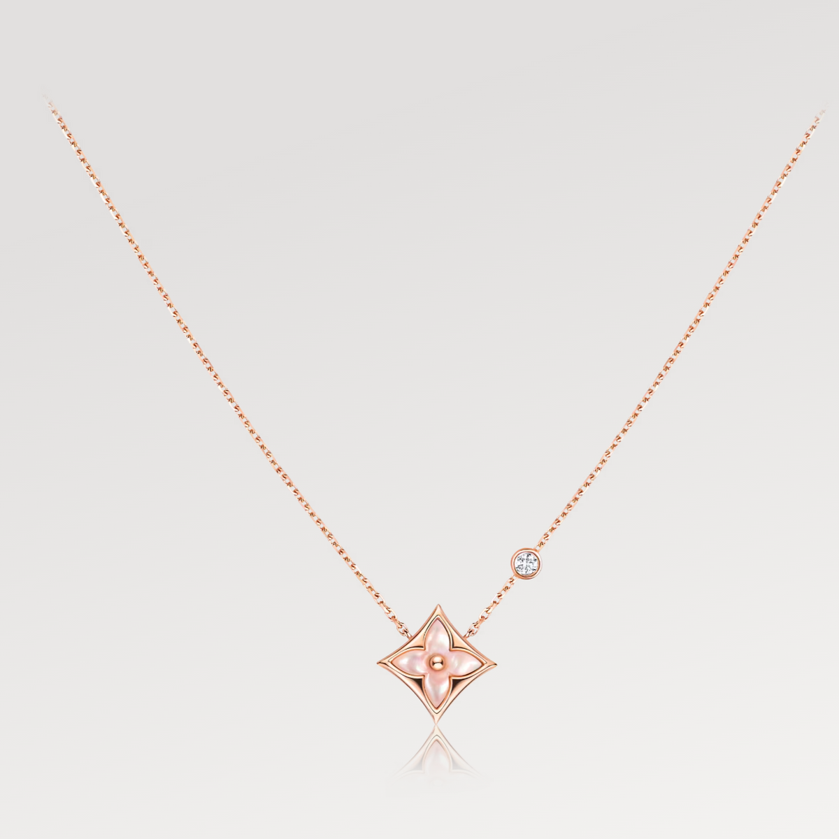 [⭐Renara]STAR PINK MOP 1 DIAMOND PINK GOLD NECKLACE