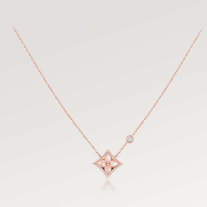 [⭐Renara]STAR PINK MOP 1 DIAMOND PINK GOLD NECKLACE