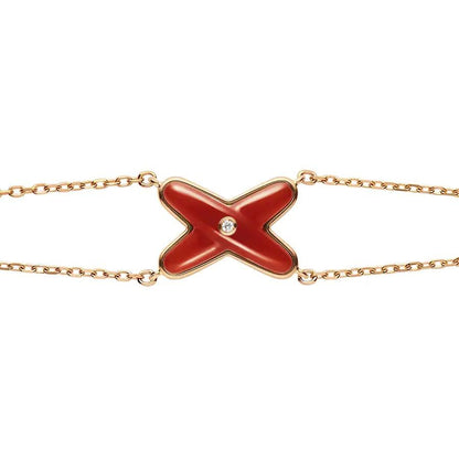 [⭐Renara]JEUX BRACELET CARNELIAN PINK GOLD 1 DIAMOND