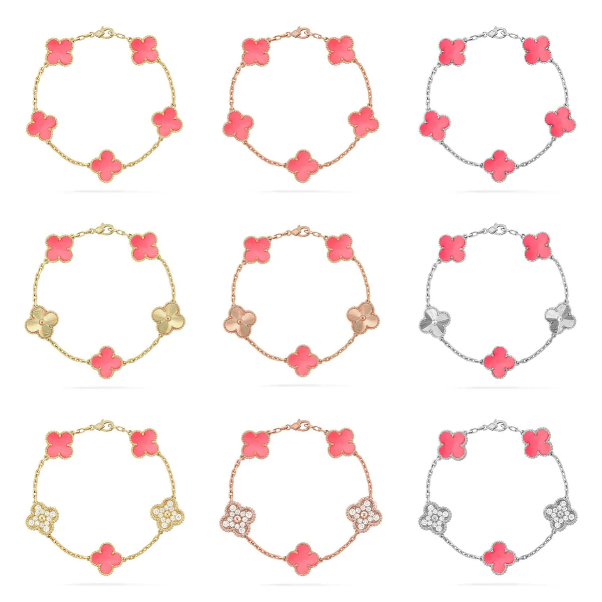 [⭐Renara] CLOVER 5 MOTIFS  PINK MOP BRACELET COLLECTION