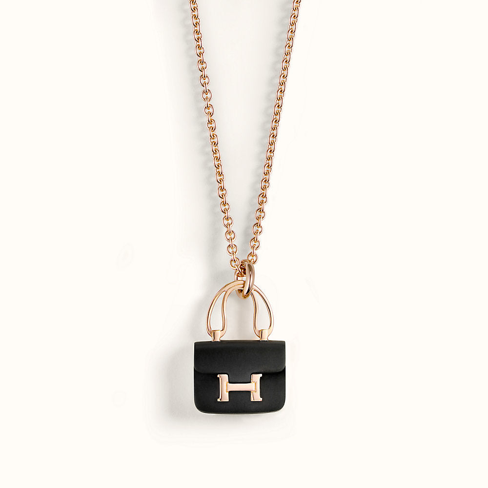 [⭐Renara]CONSTANCE BLACK PEDANT PINK GOLD NECKLACE