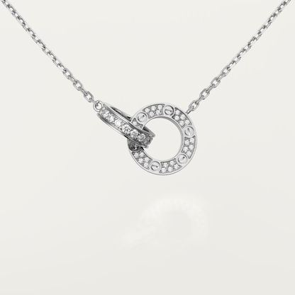 [⭐Renara]LOVE 7.6MM NECKLACE ROSE GOLD AND SILVER  FULL DIAMOND