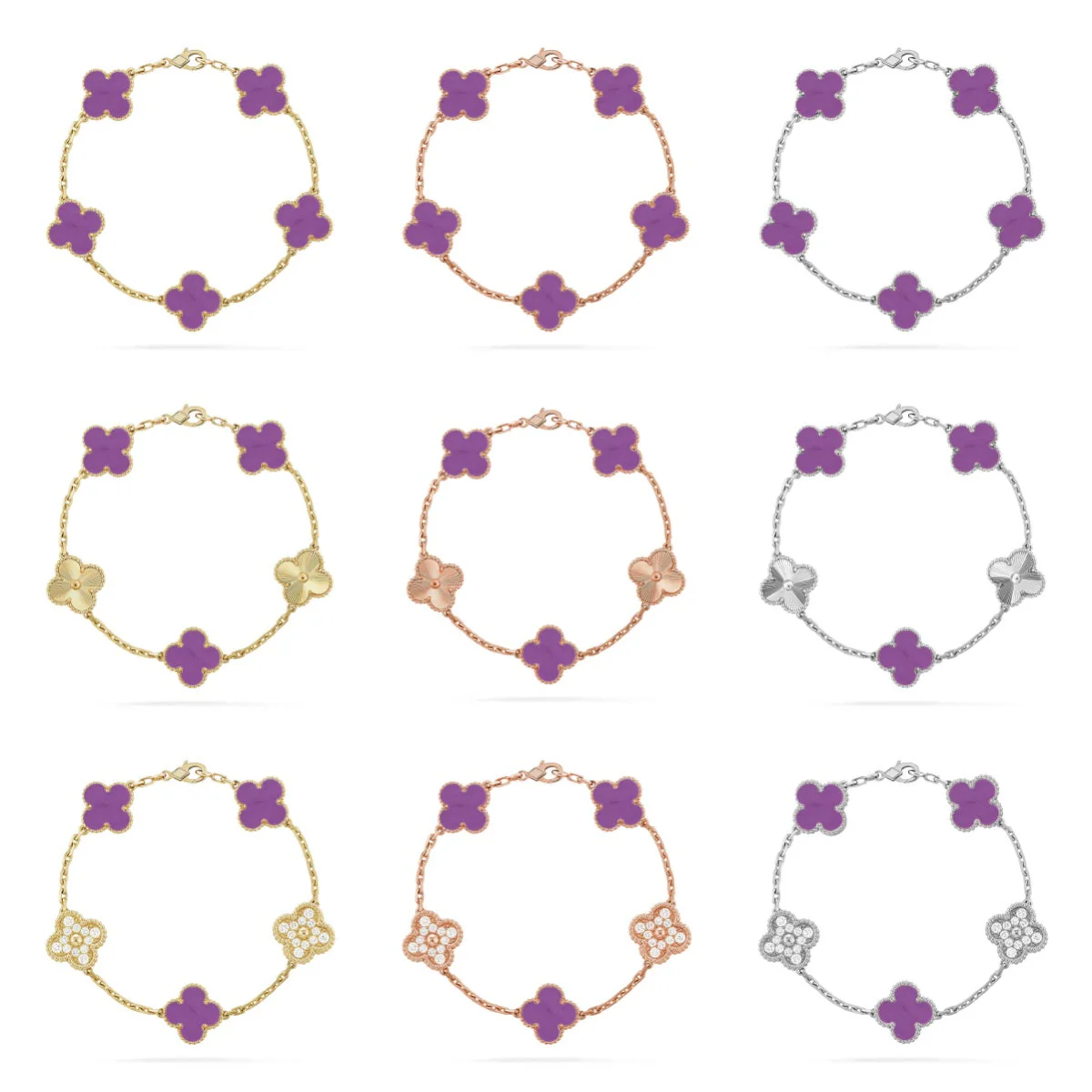 [⭐Renara] CLOVER 5 MOTIF VIOLET BRACELET COLLECTION