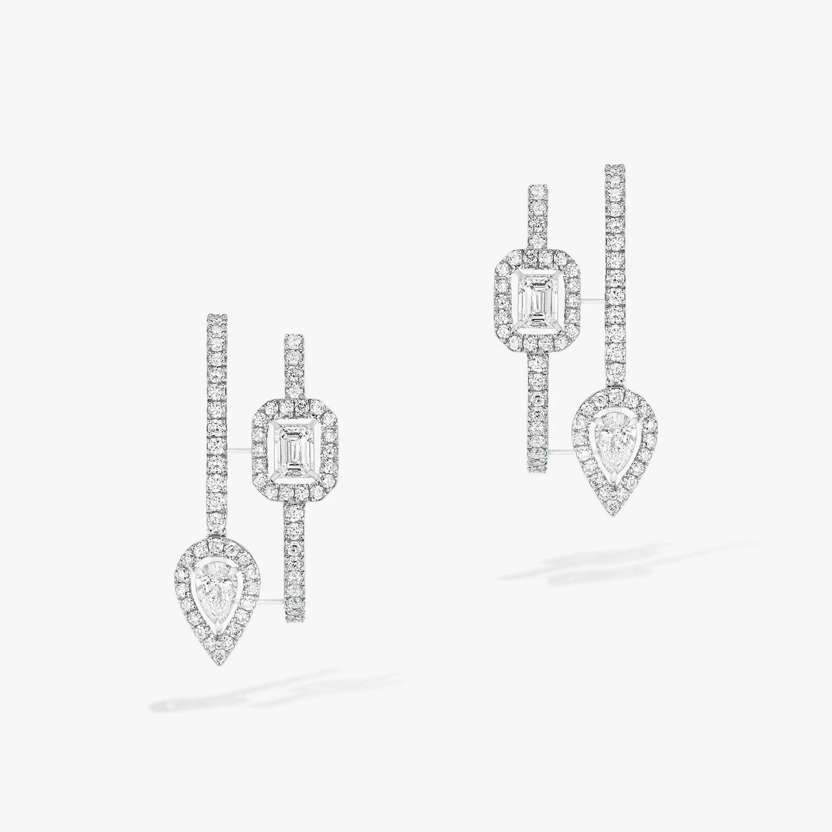 [⭐Renara]CREOLES MY TWIN 2 RANGS SILVER DIAMOND EARRINGS