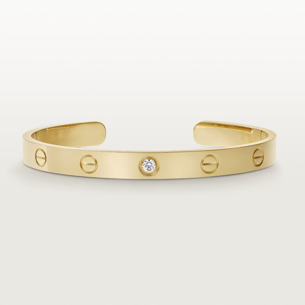 [⭐Renara]LOVE BRACELET 6.1MM 1 DIAMOND OPEN CUFF