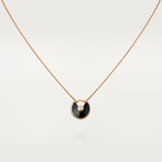 [⭐Renara]AMULETTE ROSE GOLD ONYX NECKLACE