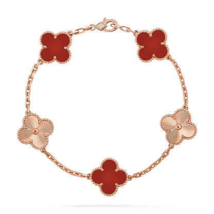 [⭐Renara] CLOVER 5 MOTIF RED CORNELIAN BRACELET COLLECTION