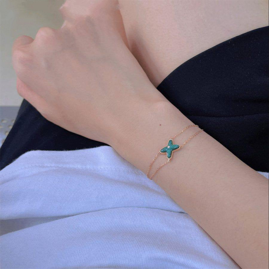 [⭐Renara]JEUX BRACELET MALACHITE PINK GOLD 1 DIAMOND