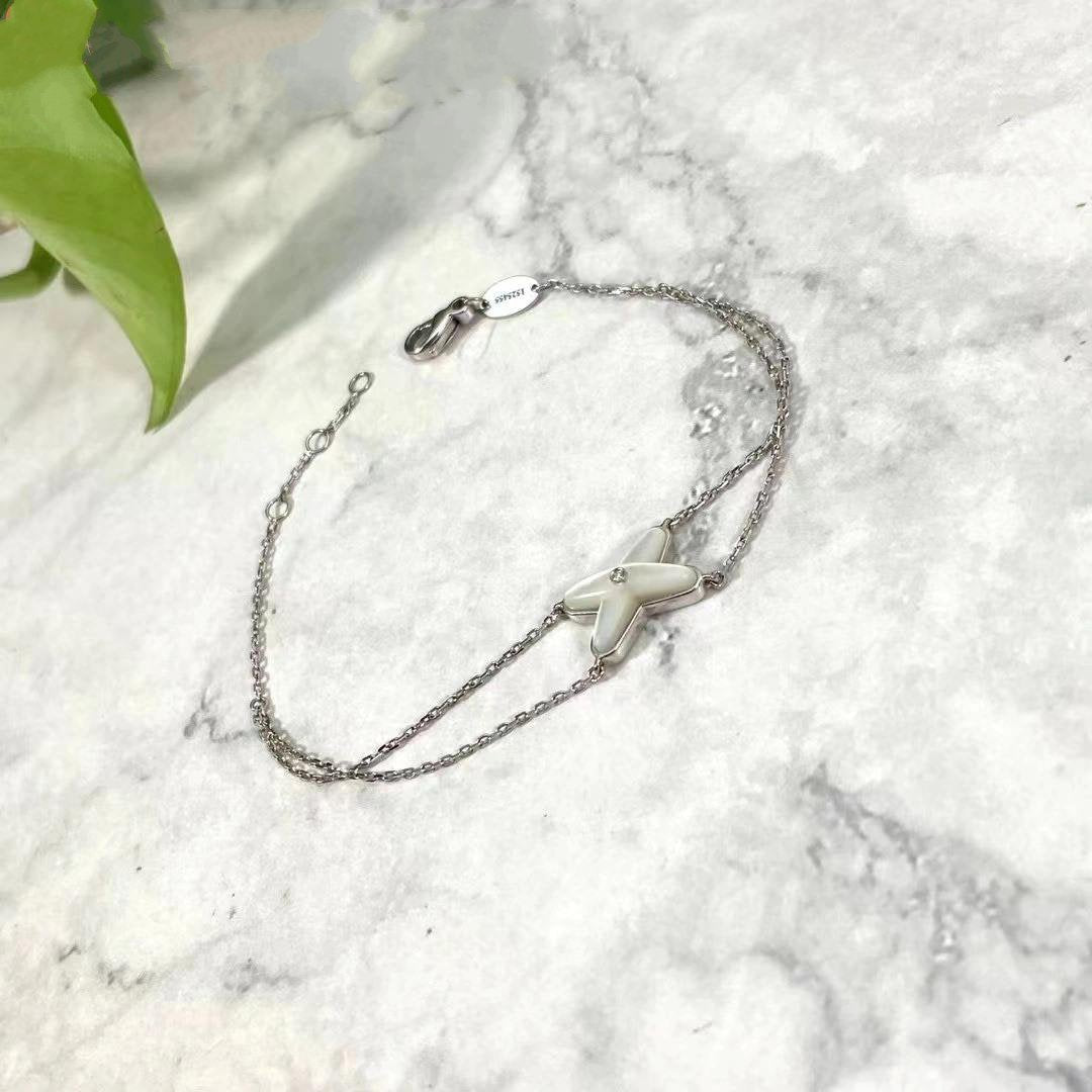 [⭐Renara]JEUX BRACELET WHITE MOP SILVER 1 DIAMOND