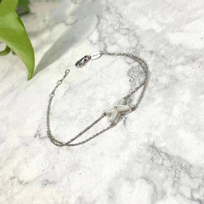 [⭐Renara]JEUX BRACELET WHITE MOP SILVER 1 DIAMOND