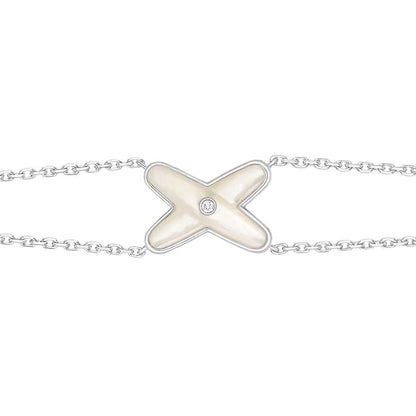 [⭐Renara]JEUX BRACELET WHITE MOP SILVER 1 DIAMOND