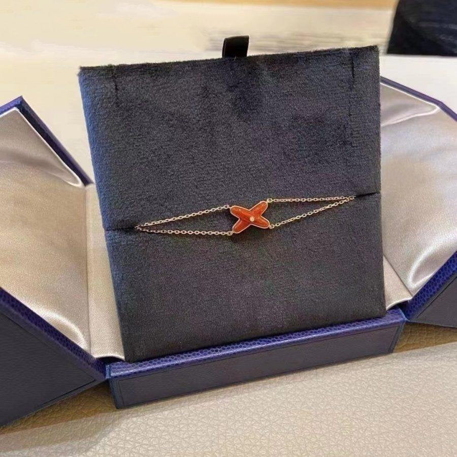 [⭐Renara]JEUX BRACELET CARNELIAN PINK GOLD 1 DIAMOND