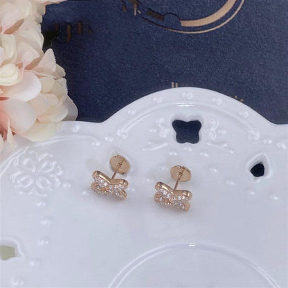 [⭐Renara]JEUX DE PINK GOLD DIAMOND EARRINGS