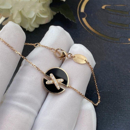 [⭐Renara]JEUX DE BRACELET ONYX PINK GOLD DIAMOND