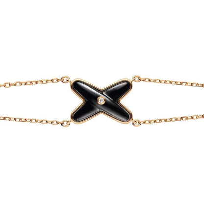 [⭐Renara]JEUX BRACELET ONYX PINK GOLD 1 DIAMOND