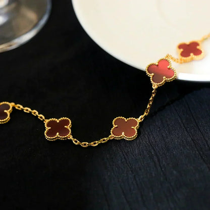 [⭐Renara] CLOVER 5 MOTIF RED CORNELIAN BRACELET COLLECTION