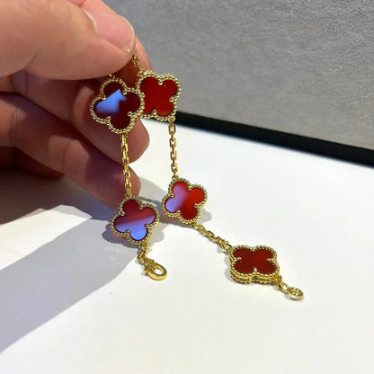 [⭐Renara] CLOVER 5 MOTIF RED CORNELIAN BRACELET COLLECTION