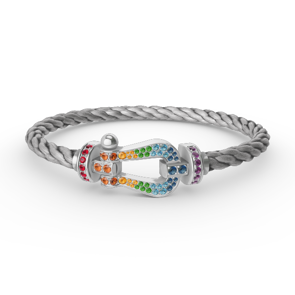 [⭐Renara]FORC LARGE HORSESHOE  COLORED DIAMOND BRACELET SILVER