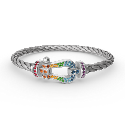 [⭐Renara]FORC LARGE HORSESHOE  COLORED DIAMOND BRACELET SILVER