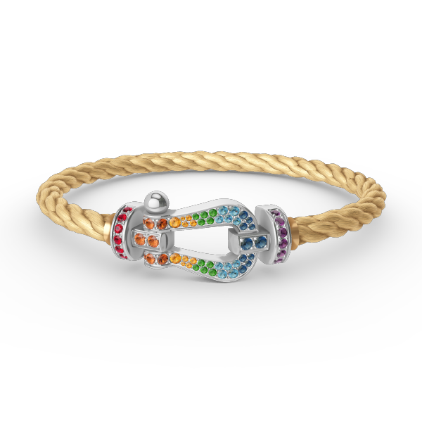 [⭐Renara]FORC LARGE HORSESHOE  COLORED DIAMOND BRACELET SILVER
