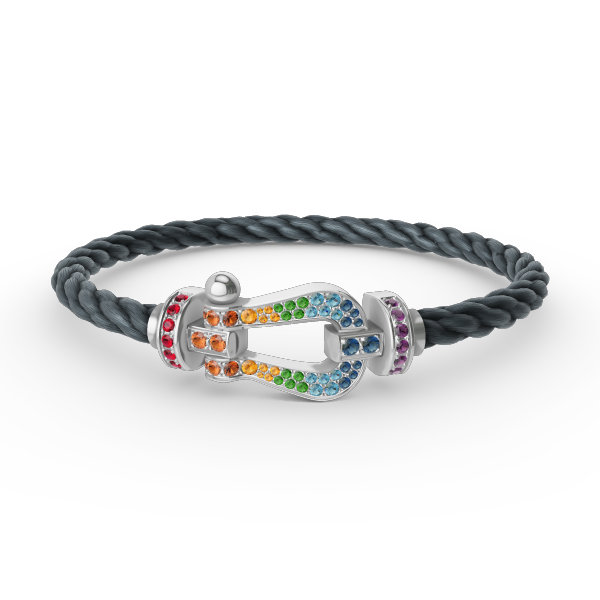 [⭐Renara]FORC LARGE HORSESHOE  COLORED DIAMOND BRACELET SILVER