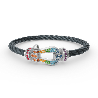 [⭐Renara]FORC LARGE HORSESHOE  COLORED DIAMOND BRACELET SILVER